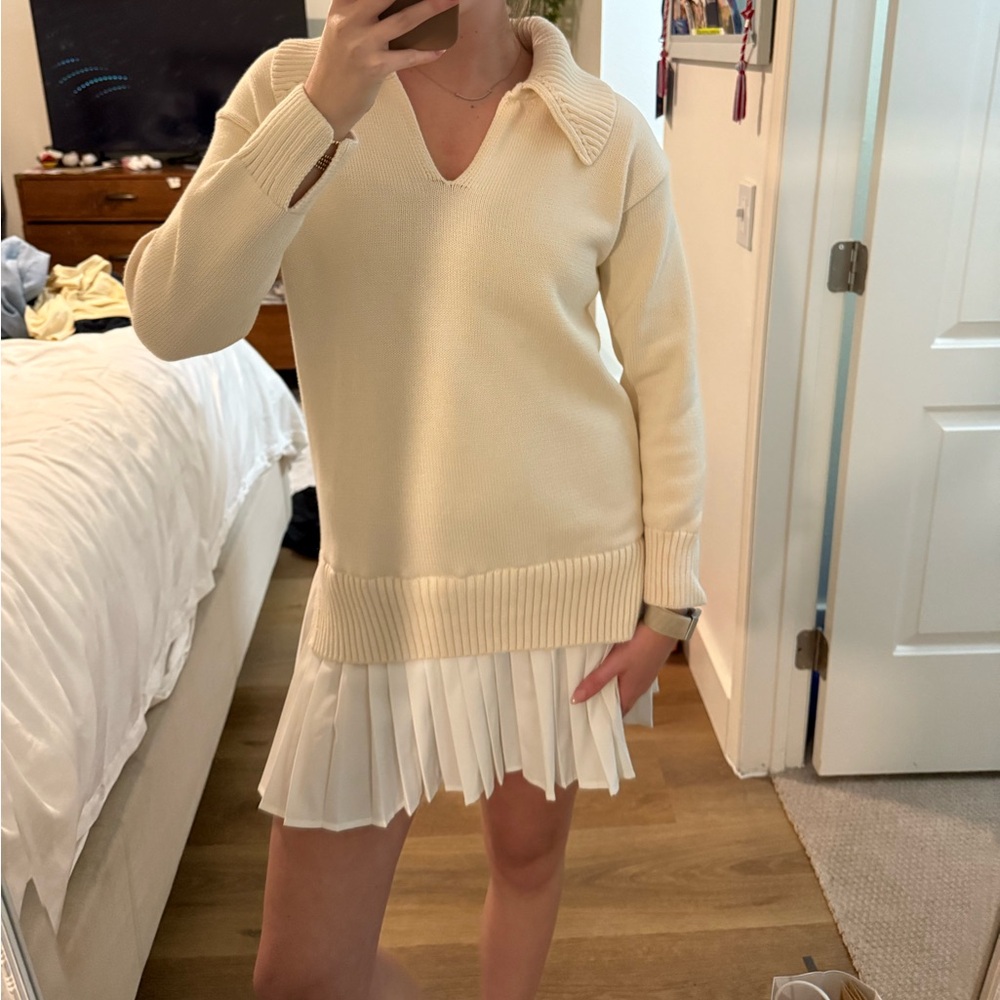 English factory sweater dress with pleats
